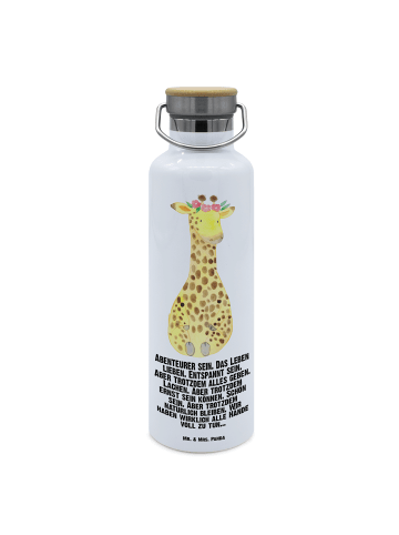 Mr. & Mrs. Panda Trinkflasche Giraffe Blumenkranz mit Spruch in Weiß