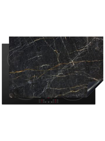 KitchenYeah Herdabdeckplatte Marmor gold schwarz