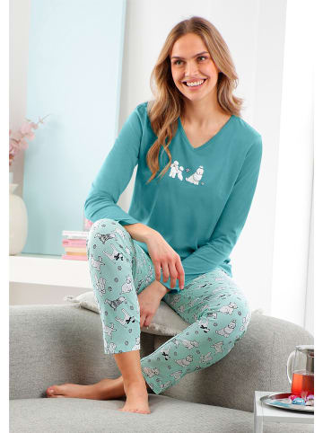 WITT WEIDEN Schlafanzüge in ozean-mint-bedruckt + violett-mauve-bedruckt