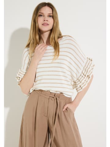 More & More weiter Glanzstreifen- Pullover, Volantärmel in knitted stripe gold lurex