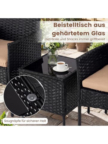 COSTWAY 3 tlg. Polyrattan Gartenmöbel Set in Braun