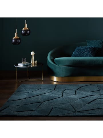 KADIMA DESIGN Wollteppich 3D-Geometrie Hoch-Tief-Struktur Shard Teppich Wolle in Türkis