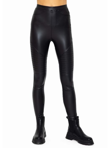 SASSYCLASSY Thermo Leggings in Lederoptik in Schwarz