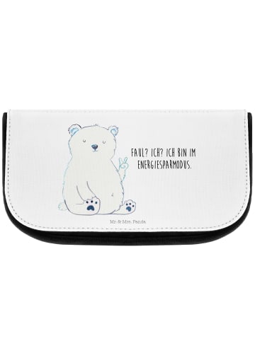 Mr. & Mrs. Panda Kulturtasche Eisbär Faul mit Spruch in Weiß