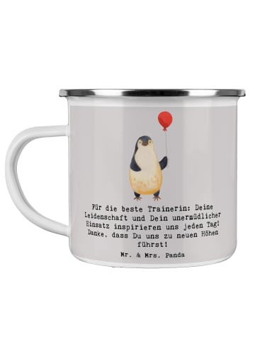 Mr. & Mrs. Panda Becher Turnen Trainerin mit Spruch in Grau Pastell