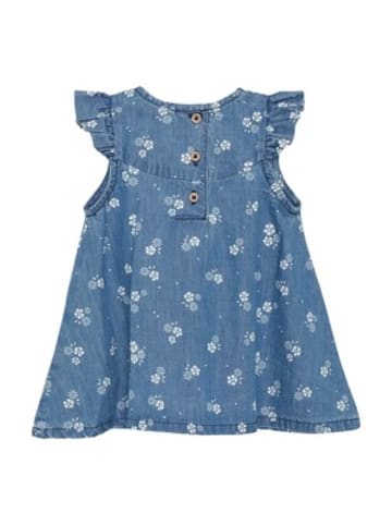 Minymo Chambray-Kleid ohne Arm Blumen in Denim