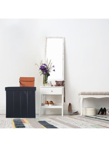 relaxdays Sitzhocker in Schwarz - (B)48,5 x (H)49 x (T)27 cm