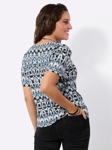 WITT WEIDEN Kurzarmshirt in hellblau-marine-bedruckt