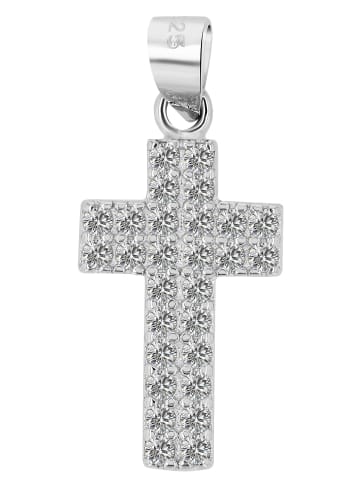 Adeliás Damen Anhänger – Kreuz Kreuzanhänger aus 925 Silber mit Zirkonia in silber