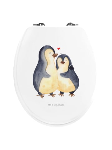 Mr. & Mrs. Panda Toilettendeckel Pinguin umarmen ohne Spruch in Weiß