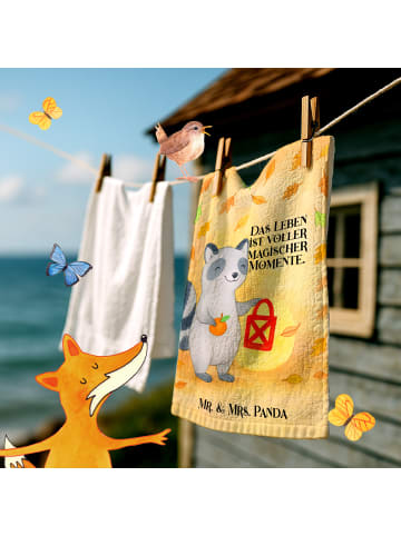 Mr. & Mrs. Panda Baumwollhandtuch Waschbär Laterne Design mit Sp... in Weiß