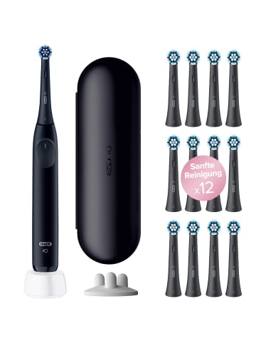 Oral-B Elektrische Zahnbürste "iO2 + 12 Aufsteckbürsten Sanfte Reinigung" in Schwarz