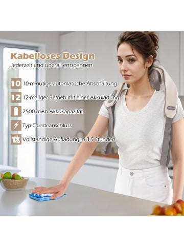 COSTWAY Massagegerät Ultraleicht kabellos in Beige