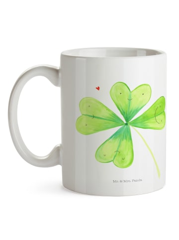 Mr. & Mrs. Panda Tasse Blume Kleeblatt ohne Spruch in Weiß