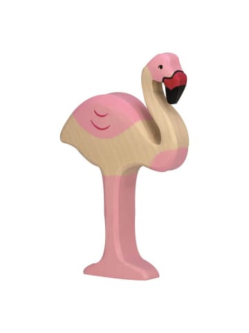 Holztiger Flamingo aus Holz in rosa