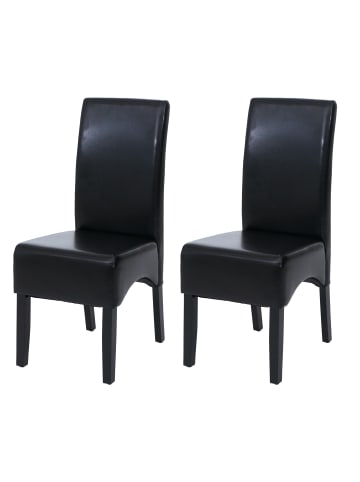 MCW 2er-Set Esszimmerstuhl Crotone, Schwarz, dunkle Beine