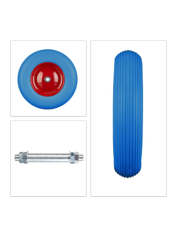 relaxdays 4x Schubkarrenrad "4.80 4.00-8" in Blau/ Rot