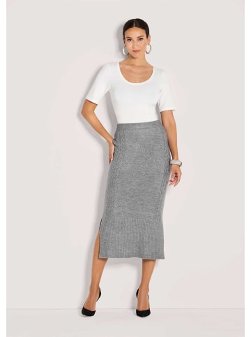 MADELEINE Eleganter Melange-Rock mit Zopfmuster in graphit / melange