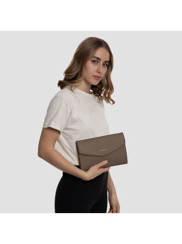 Lazarotti Bologna Leather Clutch Tasche Leder 23 cm in taupe