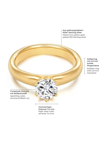 Trilani Ring aus Sterling Silber mit Zirkonia in gelbgold