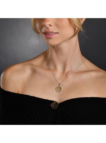 Adeliás Damen Anhänger – Lebensbaumanhänger aus 925 Silber mit Zirkonia in gold