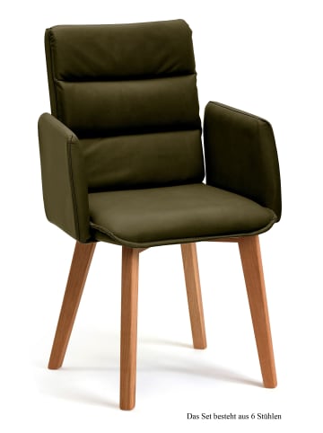 58 aufm Kessel ARMLEHNSTUHL (6er-Set) Daritsa 52x92x60 Eiche geölt/Khaki