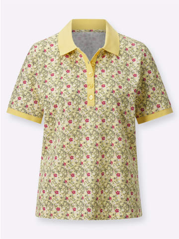 WITT WEIDEN Poloshirt in zitrone-fuchsia-bedruckt