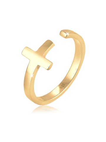 Elli Ring 925 Sterling Silber Kreuz in Gold