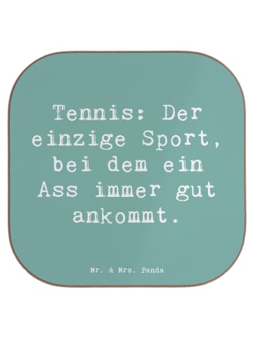 Mr. & Mrs. Panda Glasuntersetzer Spruch Tennis Ass mit Spruch in Meeresbrise