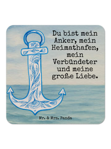Mr. & Mrs. Panda Bierdeckel Anker Blau Design mit Spruch in Weiß