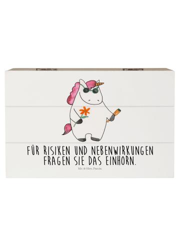 Mr. & Mrs. Panda Holzkiste Einhorn Woodstock mit Spruch in Weiß