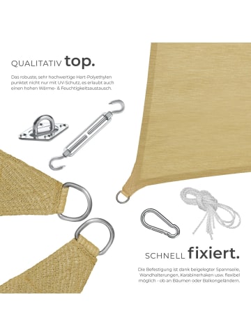 tectake Sonnensegel Sunny umfangreiches Montagematerial, Sand