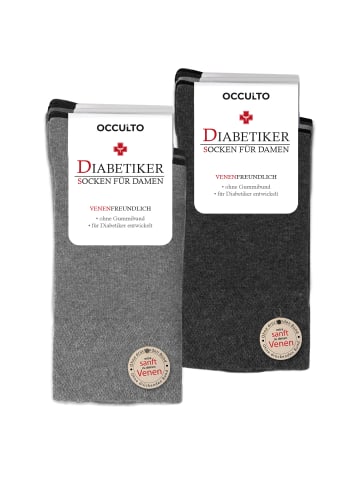 Occulto 10er Pack Diabetiker Socken Julia in Grau-Mix