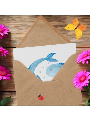 Mr. & Mrs. Panda Grußkarte Sternzeichen Fische ohne Spruch in Weiß