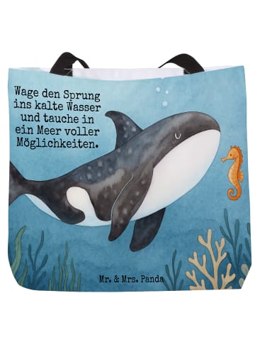 Mr. & Mrs. Panda Tote Bag Orca Design mit Spruch in Weiß