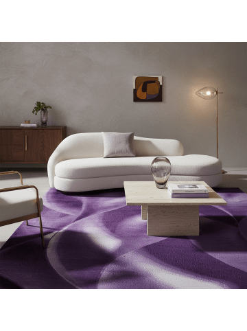 KADIMA DESIGN Teppich Kurzflor Abstrakte Wellen Polypropylen Wohnzimmer in Violett