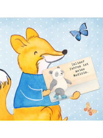 Mr. & Mrs. Panda Retro Blechschild Panda Inliner fahren Design m... in Weiß