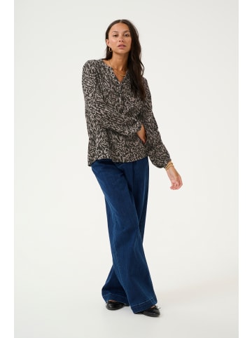 Kaffe Langarm-Bluse KAmathilde in Black/Elephant Graphic lines