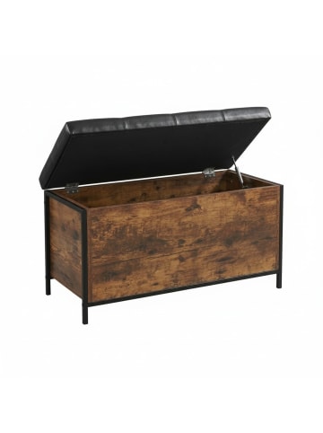 relaxdays Sitzbank "Industrial" in Dunkelbraun/ Schwarz - (B)80 x (H)50 x (T)40 cm