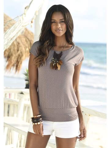 LASCANA Longshirt in taupe-gepunktet