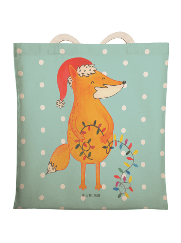 Mr. & Mrs. Panda shopping bag Fuchs Weihnachten ohne Spruch in Türkis Pastell