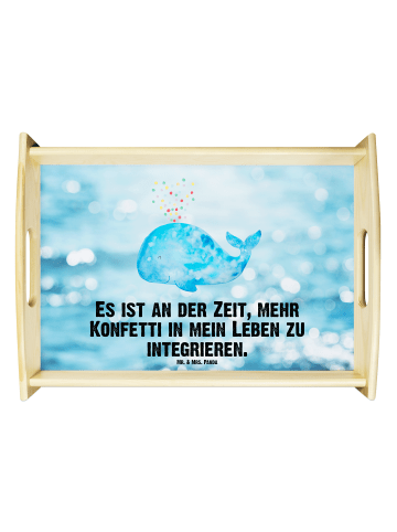 Mr. & Mrs. Panda Holztablett Wal Konfetti mit Spruch in OZeichenanblue