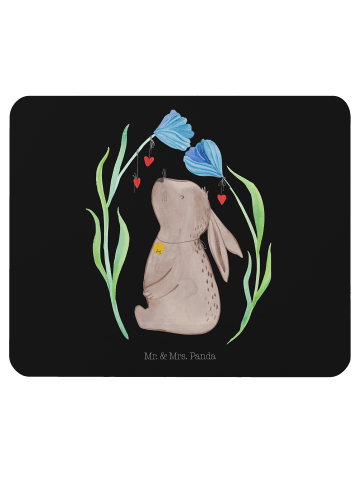 Mr. & Mrs. Panda Mousepad Hase Blume ohne Spruch in Schwarz