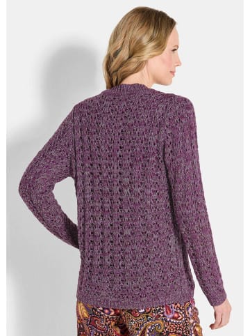 GOLDNER Edler verschlussloser Cardigan, Glanz in beere / gemustert