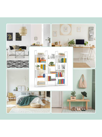 relaxdays Bücheregal in Weiß - (B)158 x (H)166 x (T)24 cm