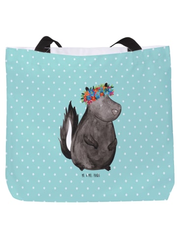 Mr. & Mrs. Panda Strandtasche Stinktier  ohne Spruch in Türkis Pastell