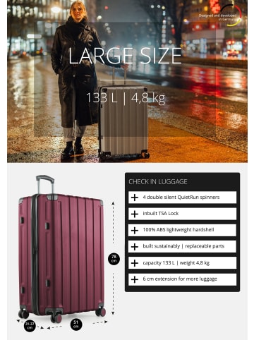 Hauptstadtkoffer Q-Damm - Großer Koffer Hartschale XL Trolley, TSA, 68cm, 4 Rollen, 133 L in Burgund