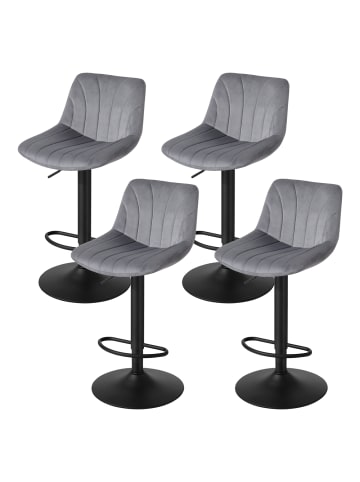 VASAGLE 4er-Set:Barhocker Tyra in Grau - (B)43 x (H)(88-108) x (T)46.5 cm
