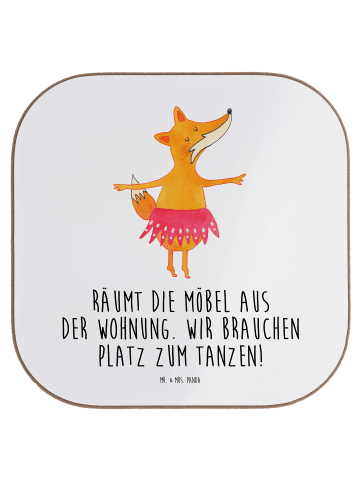 Mr. & Mrs. Panda Untersetzer Fuchs Ballerina mit Spruch in Weiß