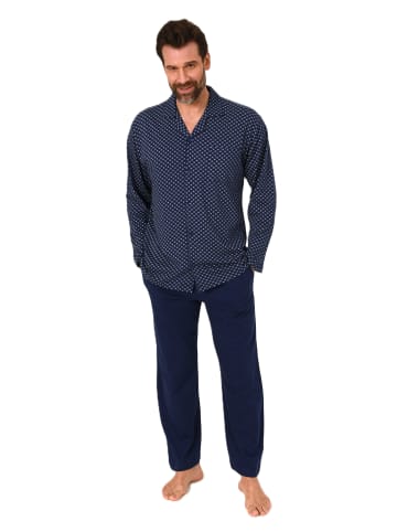 NORMANN Langarm Schlafanzug Pyjama durchknöpfbar in hellblau